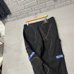 Marithe Francois Girbaud Shuttle Tape Cargo Pants Black Blue Straps Mens 36M